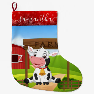 Jullagret baby Cow på gården Stor Julstrumpa