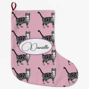 Jullagret baby Rosa Tabby katt Katt i Stor Julstrumpa