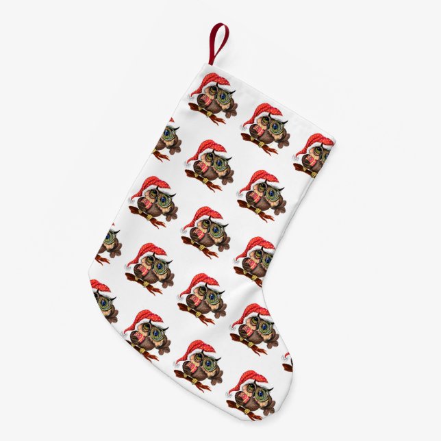 Jullagret Baby Uggla i Hat och Gift Liten Julstrumpa (Framsidan (Hängande))