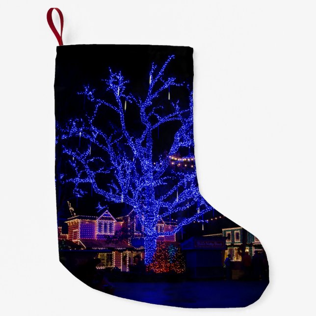 Jullagret Blue Träd Liten Julstrumpa (Framsidan)