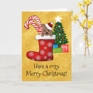 Jullagret Cute Bear Candy cane Kort