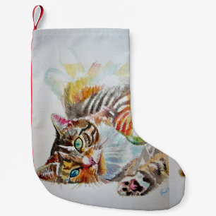 Jullagret Cute Tabby katt Merry Cats Liten Julstrumpa