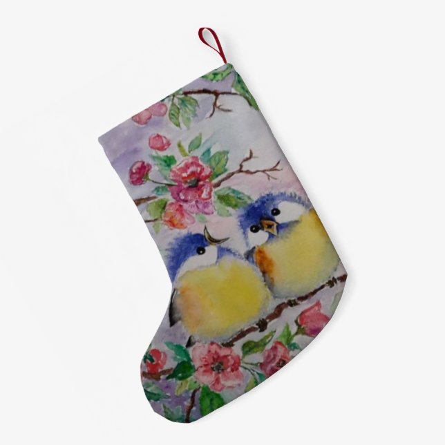 Jullagret för Cute Birds Liten Julstrumpa (Baksidan (Hängande))
