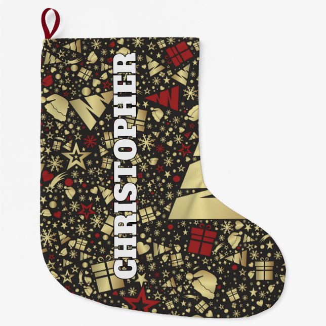 Jullagret guld & Red Stor Julstrumpa (Framsidan)