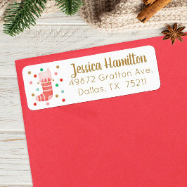 Jullagret Guld Rosa Cute Address Label Returadress Etikett