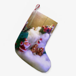 Jullagret i byn snö liten julstrumpa