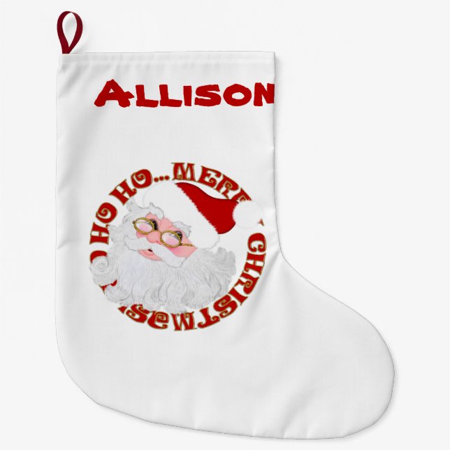 Jullagret i Santa Ansikte-Personligen Stor Julstrumpa (Framsidan)