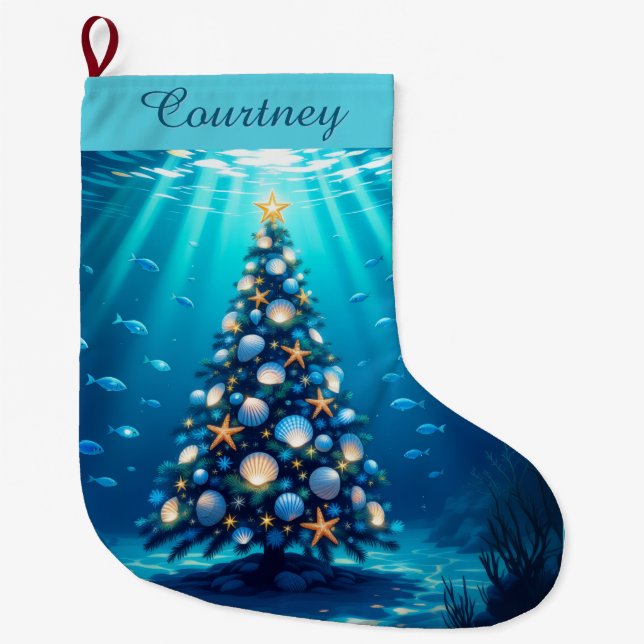 Jullagret i Träd, den blå kusten Helgdag Stor Julstrumpa (Framsidan)