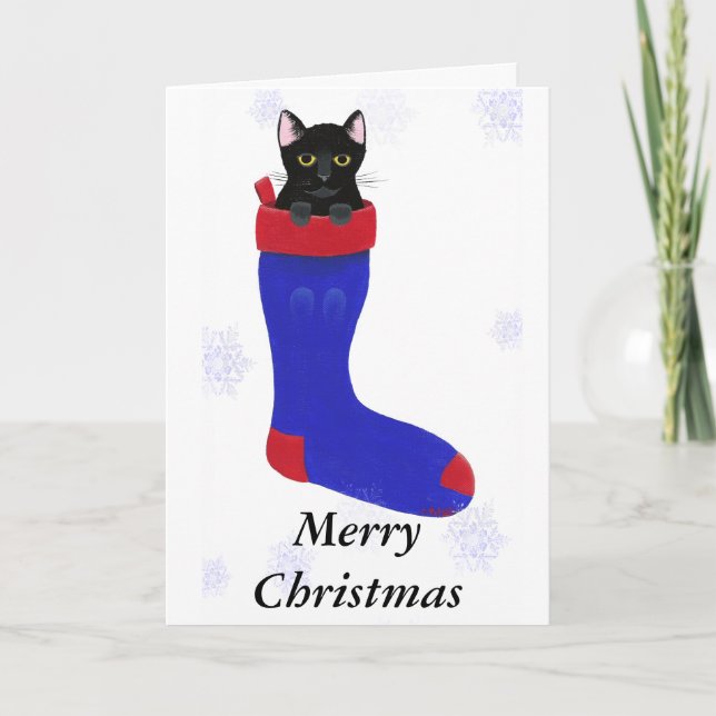 Jullagret Kat Snöflingor Greeting Cards Helgkort (Framsida)