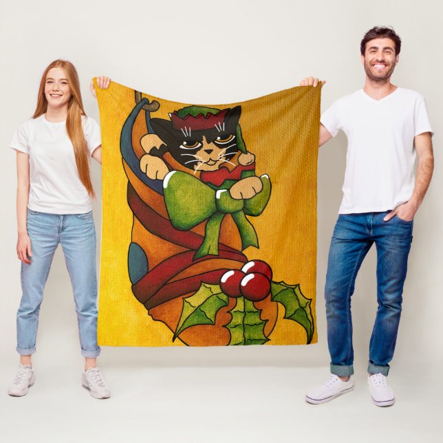 Jullagret Kattunge v1 Fleecefilt (På plats)