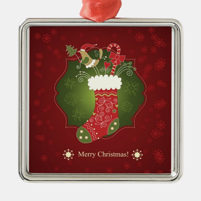 Jullagret Röd och Grönt Julgransprydnad Metall (Framsidan)