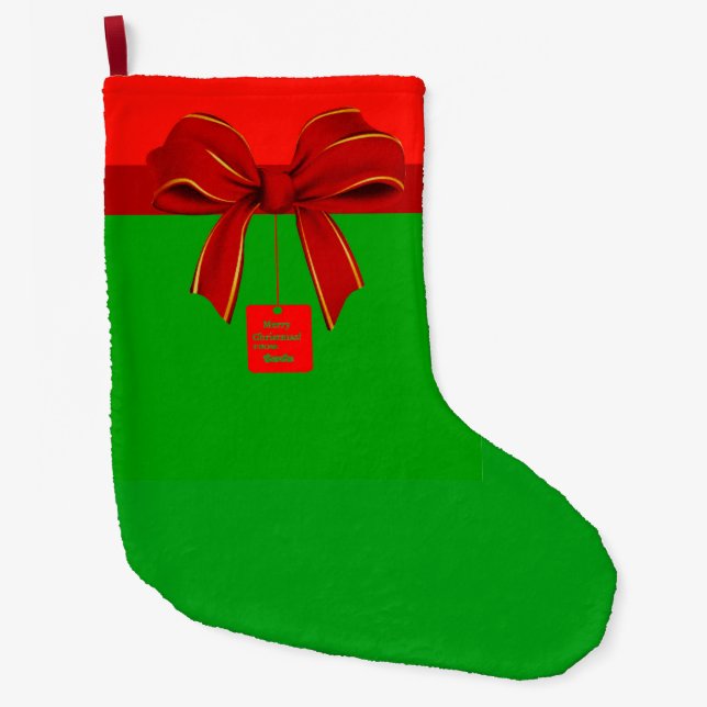 Jullagret Röd och Grönt Stor Julstrumpa (Framsidan)