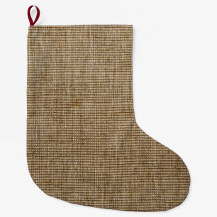 Jullagret Rustic Burlap Nature Mönster Stor Julstrumpa