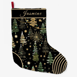 Jullagret Rustic Grönt & Guld Stor Julstrumpa