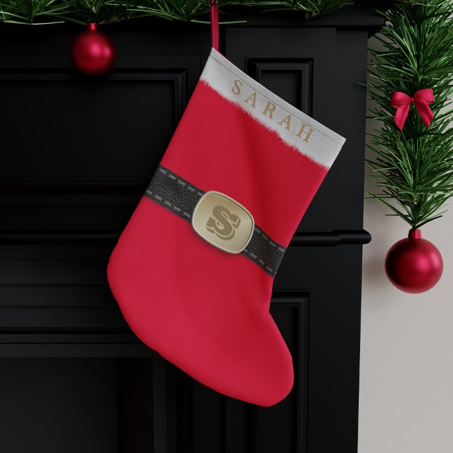 Jullagret Santa Kostym Belly Bälte Red Kids Liten Julstrumpa (Fun and festive traditional red and white christmas stocking suitable for kids of all ages)