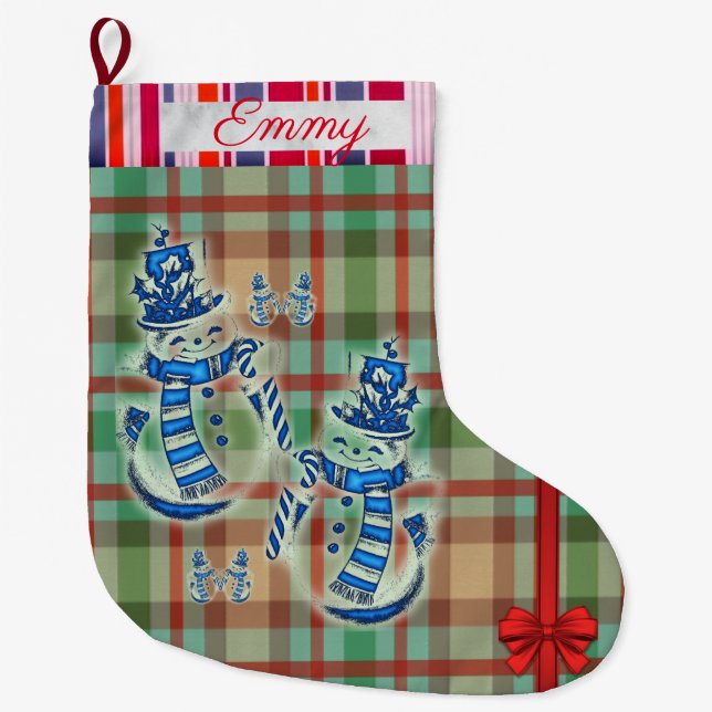 Jullagret, Snögubbe Red Pepper Gult Larg Stor Julstrumpa (Framsidan)