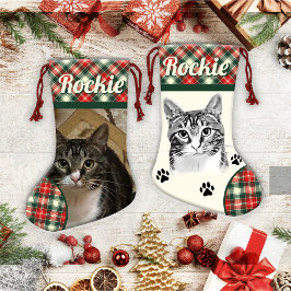 Jullagret tabby katt Personlig Liten Julstrumpa