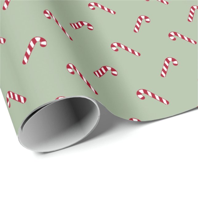 Jullagrets grönt röd söt candy cane mönster presentpapper (Rullad Hörn)