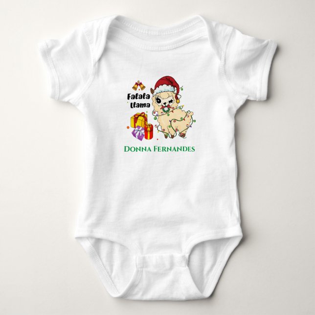 JulLama Baby Body T Shirt (Framsida)
