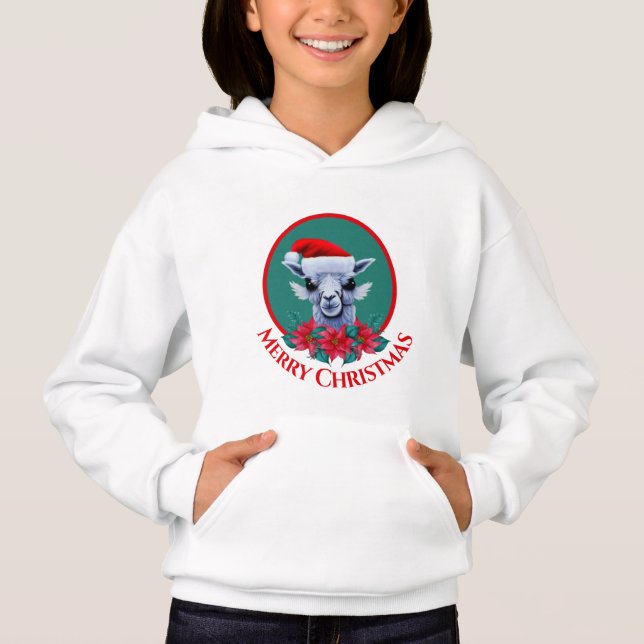 Jullama och andedräkt med text hoodie t shirt (Framsida)