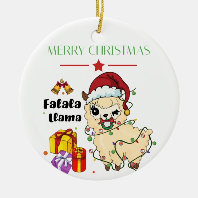 JulLama-ornament Julgransprydnad Keramik (Framsidan)