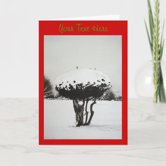 Jullandskapet i snö-scenen, originalkonst helgkort (Framsida)