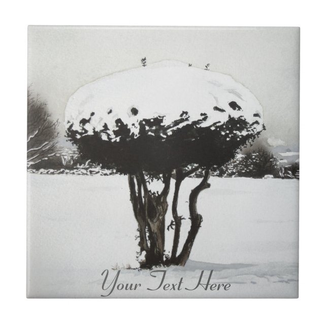 Jullandskapet i snö-scenen, originalkonst kakelplatta (Framsidan)