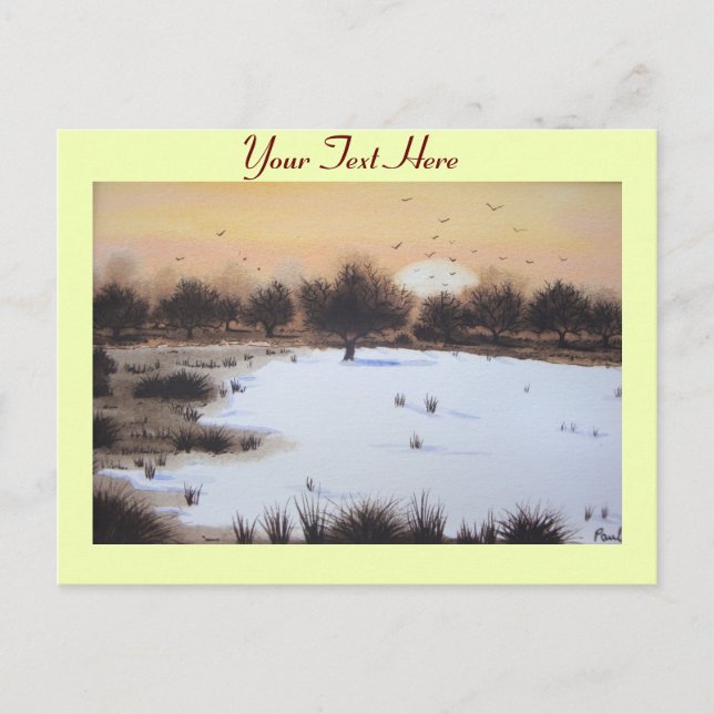 Jullandskapet snö med snö täckt träd helg vykort (Framsida)