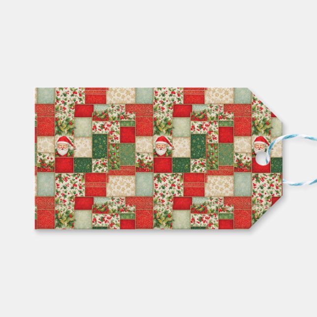 Jullappverk i Röd och Grönt Presentetikett (Framsidan (Horisontell))