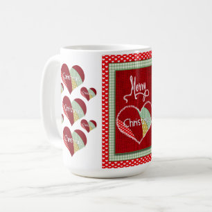 Jullappverk Klänt Heart Red Burlap Kaffemugg