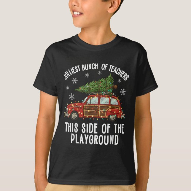 Jullärare Squad Festive Car Träd Ljus Xm T Shirt (Framsida)