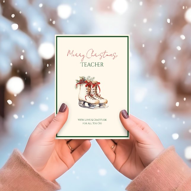 Jullärare - Tack för ditt kort - Helgdag Magic (Classic red & green teacher Christmas thank-you card — warm, festive, classroom favorite)