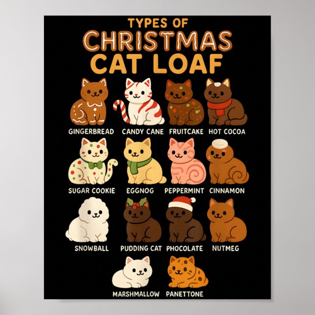 Jullås Cat Helgdag Dessert Cute Artwork Poster (Framsidan)