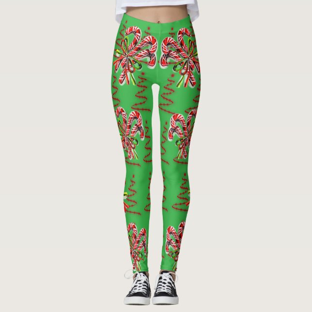 Julledig Julstång Abstrakt Leggings (Framsida)