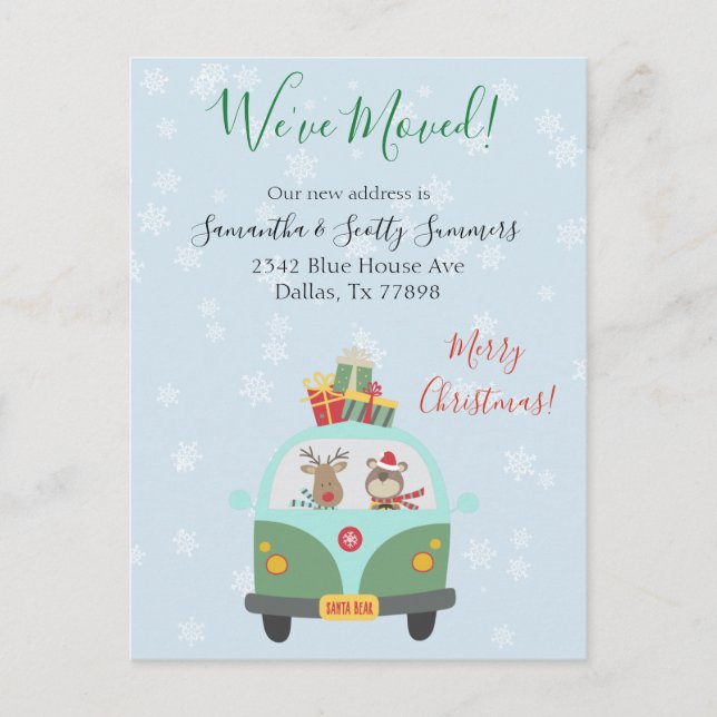 Julledig meddelande om flytt Vi har flyttat Vykort (Framsida)