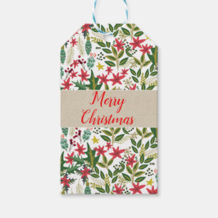 Julledig nyckfull blomsterbärsfavorit presentetikett
