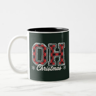 Julledningsbuffalo Plaid Familjefest Två-Tonad Mugg