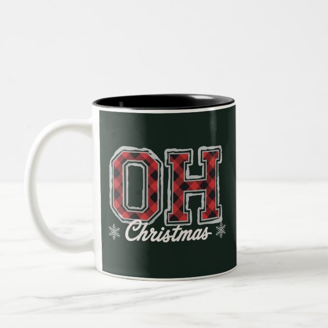 Julledningsbuffalo Plaid Familjefest  Två-Tonad Mugg (Vänster)