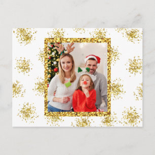 Julledningsfoto med guldglitter vykort