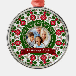 Julleds Familjefoto Minne Julgransprydnad Metall
