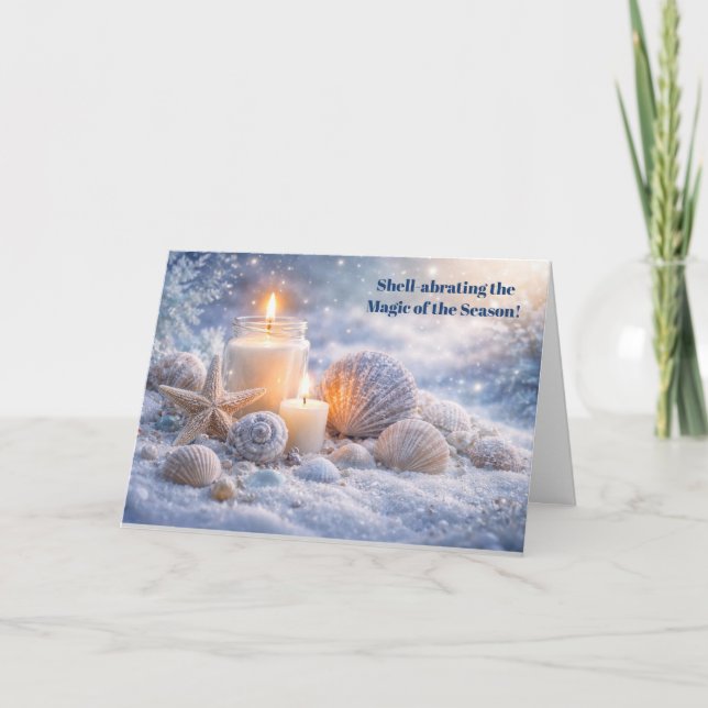Julledsiga snäckor i snö och ljus kort (Framsida)