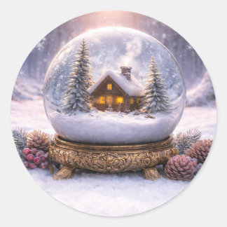 Julledsstuga i snöglob Cuteness Runt Klistermärke
