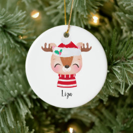 Julleende Reindeer Ansikte Julgransprydnad Keramik