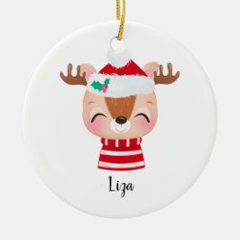 Julleende Reindeer Ansikte Julgransprydnad Keramik