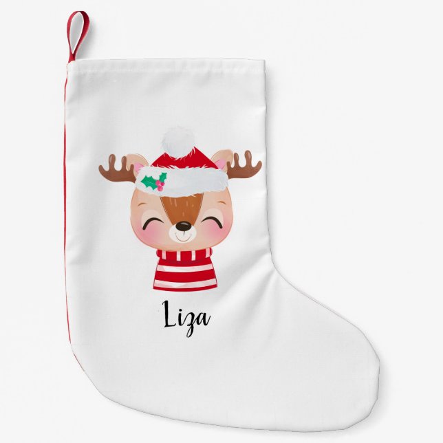 Julleende Reindeer Ansikte Liten Julstrumpa (Framsidan)
