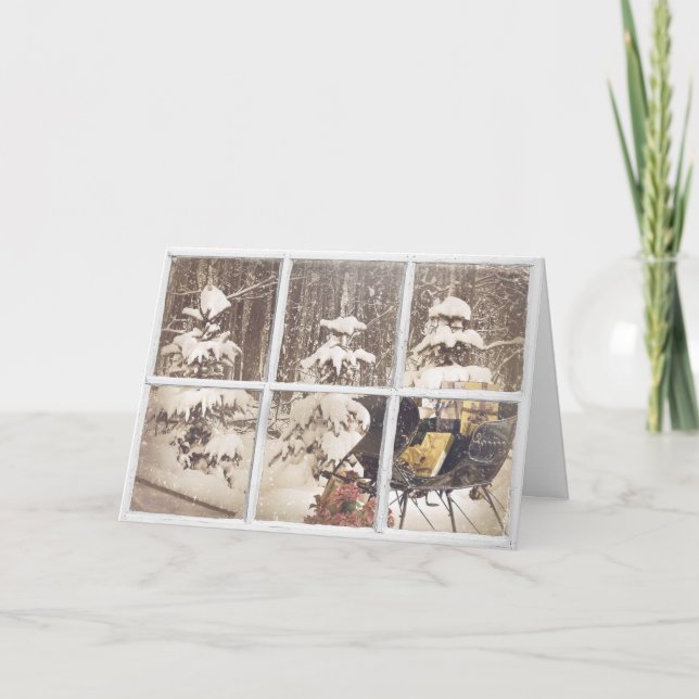 Julleigh i fönstret helgkort (Framsida)