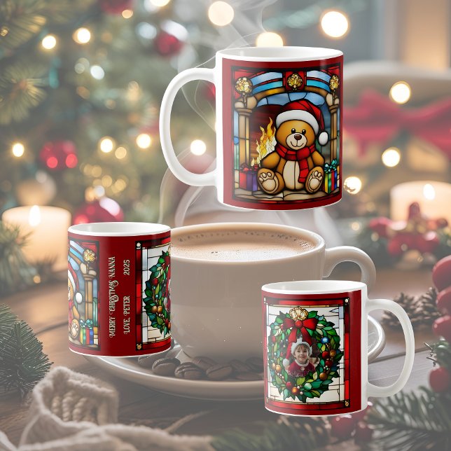 Julleksak Björn Falskt Glasmosaik Kaffemugg (Skapare uppladdad)