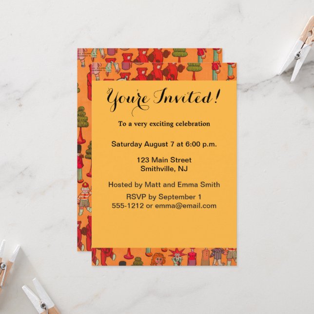 Julleksak Vintage Barn Leka Inbjudningar (Fram/Back In Situ)