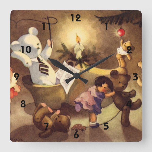 Julleksaker från svunna tider, dansande dockor, te fyrkantig klocka (Framsida)