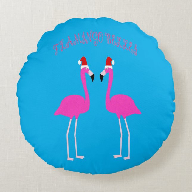 JulLesbisken Flamingos Flamingo Belles Anpassnings Rund Kudde (Framsidan)